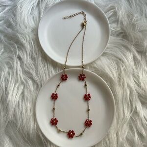 Elegant Red Floral Necklace